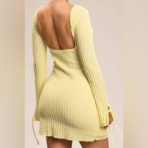 Backless Butter Yellow Knit Mini Dress